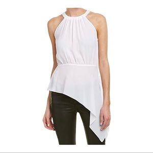 BCBGMaxazria White Halter Asymmetrical top EUC - Size Medium